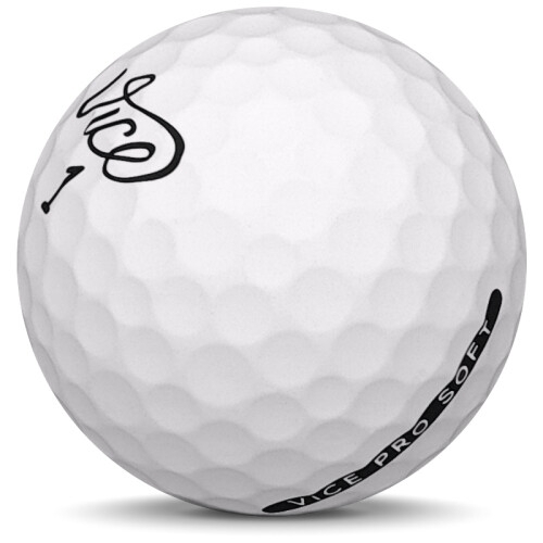 Golfboll av modellen Vice Pro Soft i 2019 års version med matt vit färg sned bild