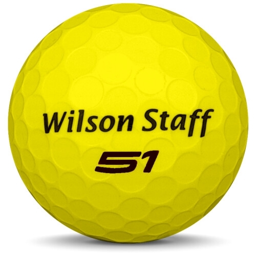Golfboll av modellen WIlson Staff Fifty Elite i 2018 års version med gul färg framifrån