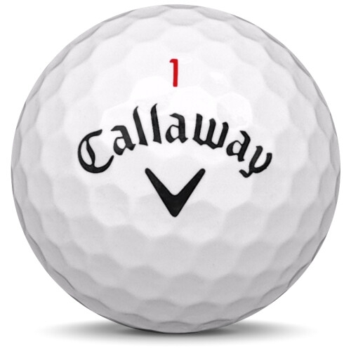 Golfboll av modellen Callaway Chrome Soft i 2019 års version med vit färg framifrån