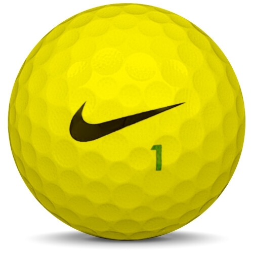 Golfboll av modellen Nike RZN Black i gul färg framifrån