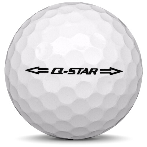 Golfboll av modellen Srixon Q-Star i tidigare års versioner med vit färg från sidan